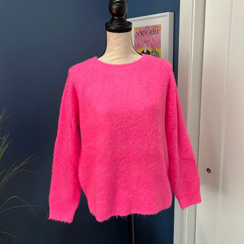 LOFT HOT PINK TEDDY CREW NECK!